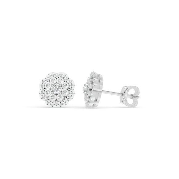 0.44 ctw 14K White Gold Diamond Cluster Stud Earrings